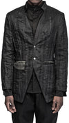 MINOAR - LINEAR CRUSHED TECHNIQUE BLAZER JACKET, IN BLACK