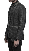 MINOAR - LINEAR CRUSHED TECHNIQUE BLAZER JACKET, IN BLACK