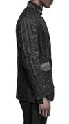 MINOAR - LINEAR CRUSHED TECHNIQUE BLAZER JACKET, IN BLACK