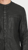 MASNADA - COATED LINEN SHIRT WITH STITCHES, IN BLACK