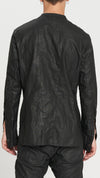 MASNADA - COATED LINEN SHIRT WITH STITCHES, IN BLACK