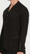 MASNADA - LINEN JACKET WITH STITCHES, IN BLACK