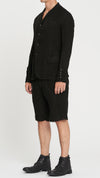 MASNADA - LINEN JACKET WITH STITCHES, IN BLACK