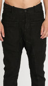 MASNADA - LINEN LOW CROTCH PANTS WITH STITCHES, IN BLACK