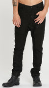 MASNADA - LINEN LOW CROTCH PANTS WITH STITCHES, IN BLACK