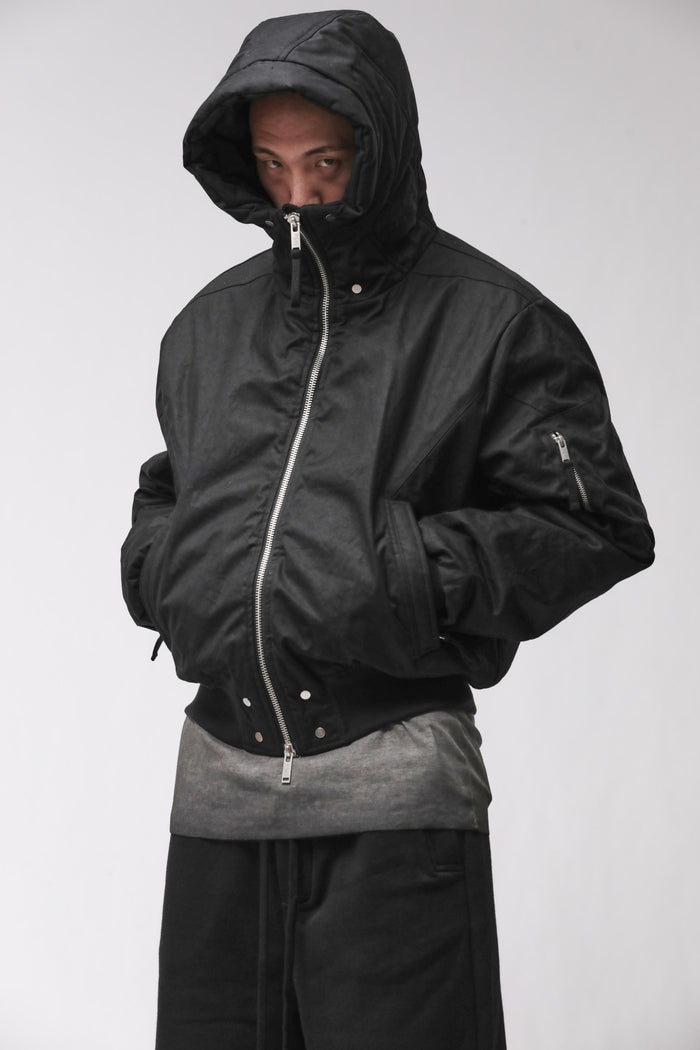THOM KROM - BLOUSON BOMBER À CAPUCHE MJ 89, EN NOIR