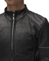 MINOAR - BIKER HORSE LEATHER JACKET, IN BLACK