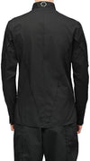 MINOAR - DECONSTRUCT COLLARLESS LAYER SHIRT, IN BLACK