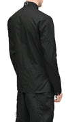 MINOAR - DECONSTRUCT COLLARLESS LAYER SHIRT, IN BLACK
