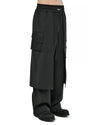 MINOAR - DOUBLE LAYERS LOOSE CUT PANTS, IN BLACK