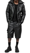 MINOAR - WIDE CUT VEGAN LEATHER SHORTS, IN BLACK