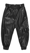 MINOAR - VEGAN LEATHER CURVE CARGO PANTS, IN BLACK