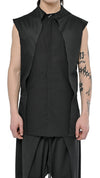 MINOAR - TRIGON LAYERED SLEEVELESS SHIRT, IN BLACK
