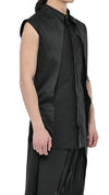 MINOAR - TRIGON LAYERED SLEEVELESS SHIRT, IN BLACK