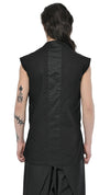 MINOAR - TRIGON LAYERED SLEEVELESS SHIRT, IN BLACK