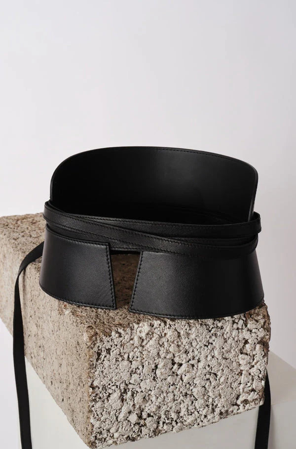 PRITCH - CORSET LEATHER BELT, IN BLACK – Springsioux