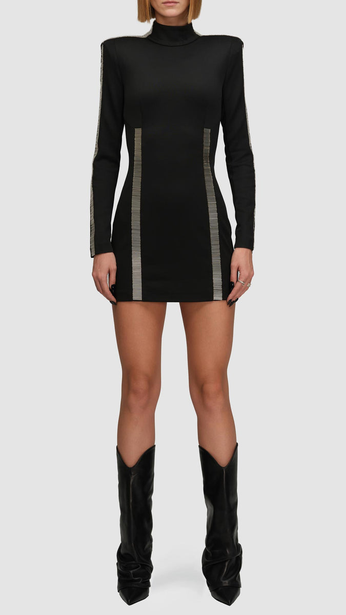 PRITCH LONDON - BEADED MINI DRESS, IN BLACK – Springsioux