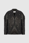 PRITCH LONDON - PIERCED RAVEN LEATHER BLAZER, IN BLACK