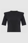 PRITCH LONDON - POWER SHOULDER T SHIRT, IN BLACK