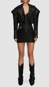 PRITCH LONDON - SHARP SHOULDER BIKER LEATHER JACKET, IN BLACK