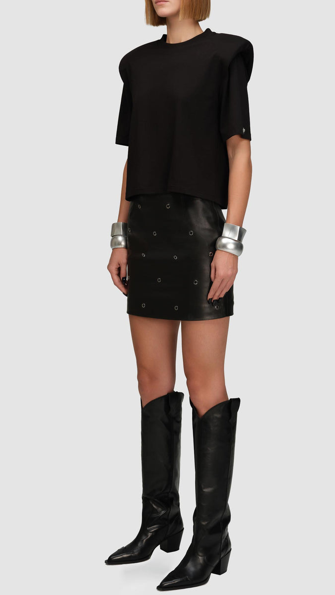 PRITCH LONDON - POWER SHOULDER T SHIRT, IN BLACK – Springsioux