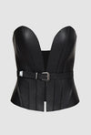 PRITCH - BIA LEATHER CORSET, IN BLACK