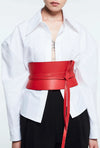 PRITCH - CORSET LEATHER BELT, IN REBEL RED