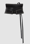 PRITCH - CORSET LEATHER BELT WITH STUDS, IN BLACK