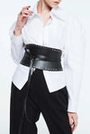 PRITCH - CORSET LEATHER BELT WITH STUDS, IN BLACK