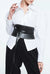 PRITCH - CORSET LEATHER BELT WITH STUDS, IN BLACK