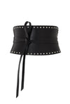 PRITCH - CORSET LEATHER BELT WITH STUDS, IN BLACK
