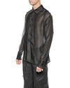 MINOAR - RADIANT SEMI-SHEER COLLAR SHIRT, IN BLACK