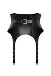 PRITCH - LEATHER SUSPENDER CORSET BELT, IN BLACK