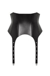 PRITCH - LEATHER SUSPENDER CORSET BELT, IN BLACK