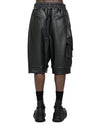 MINOAR - WIDE CUT VEGAN LEATHER SHORTS, IN BLACK