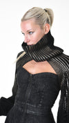 LA HAINE INSIDE US - COATED RIBBED SHRUG, IN BRONZE
