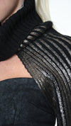 LA HAINE INSIDE US - COATED RIBBED SHRUG, IN BRONZE