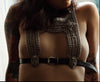 OBJECT AND DAWN - ARTEMISIA MESH TOP IN SILVER W/ LEATHER BELT