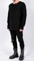 DAVID'S ROAD - Jersey longsleeve top with leather detail, in black
