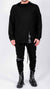 DAVID'S ROAD - Jersey hoodie with leather detail, in black