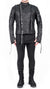 DAVID'S ROAD - Cotton Fleece Leather Effect biker jacket, in Black