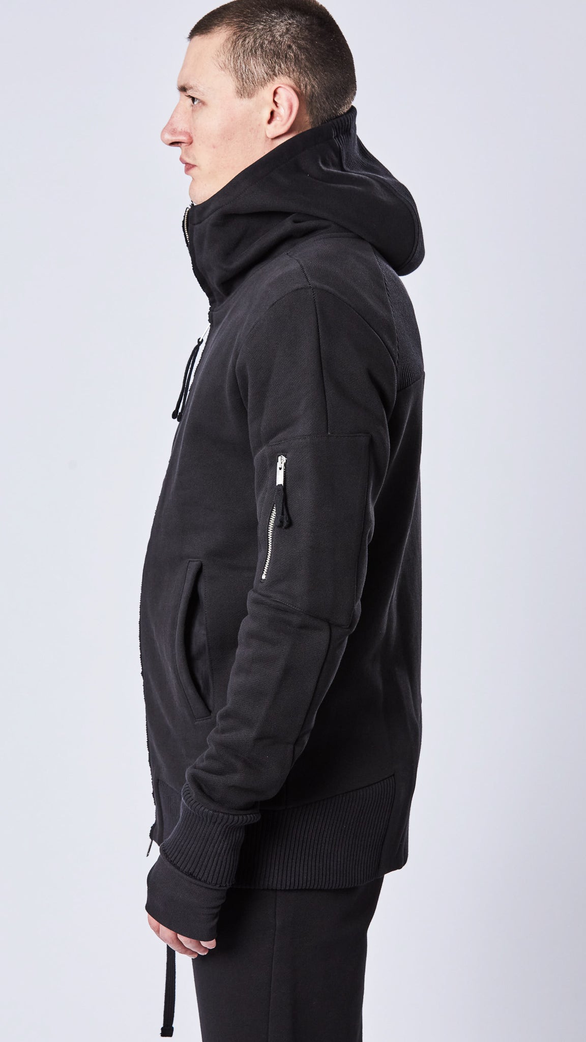 THOM KROM - Zip jacket with hood MSJ 616, in black – Springsioux